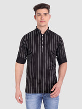 Mens Straight Strip Full Sleeve Kurta